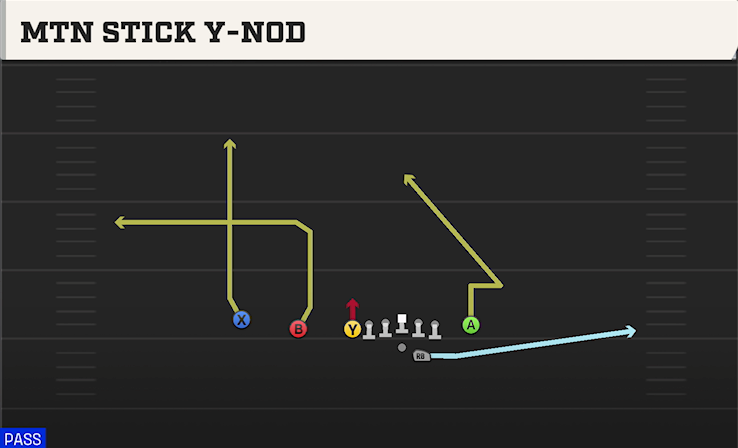 MTN STICK Y-NOD play diagram College Football 27