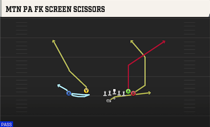 MTN PA FK SCREEN SCISSORS play diagram College Football 27