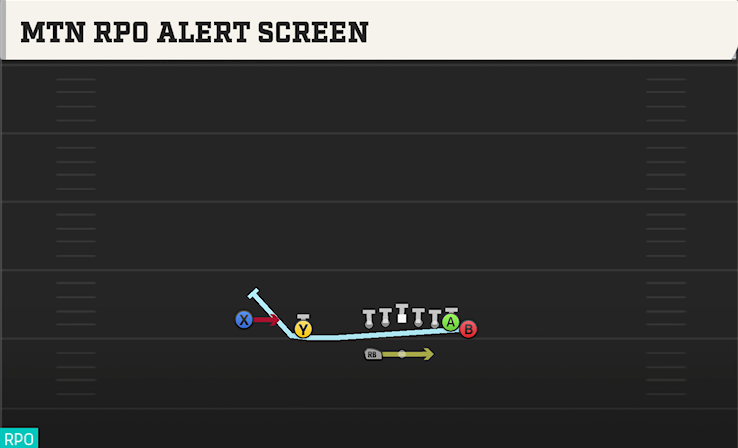 MTN RPO ALERT SCREEN play diagram College Football 27