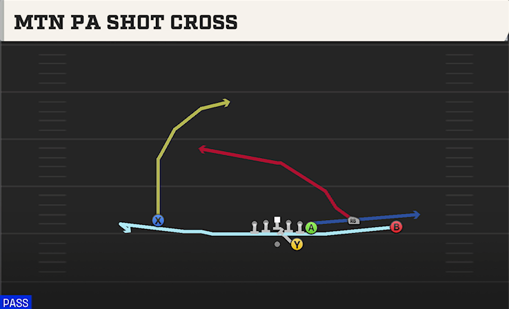 MTN PA SHOT CROSS play diagram College Football 27