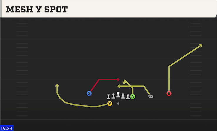 MESH Y SPOT play diagram College Football 27