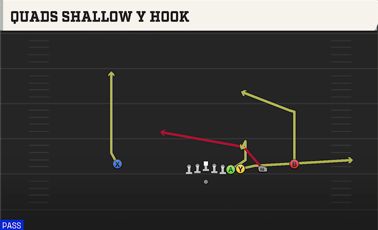 QUADS SHALLOW Y HOOK play diagram College Football 27