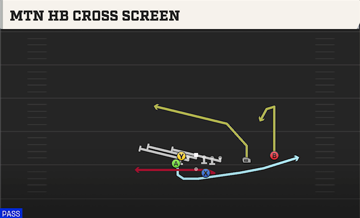 MTN HB CROSS SCREEN play diagram College Football 27