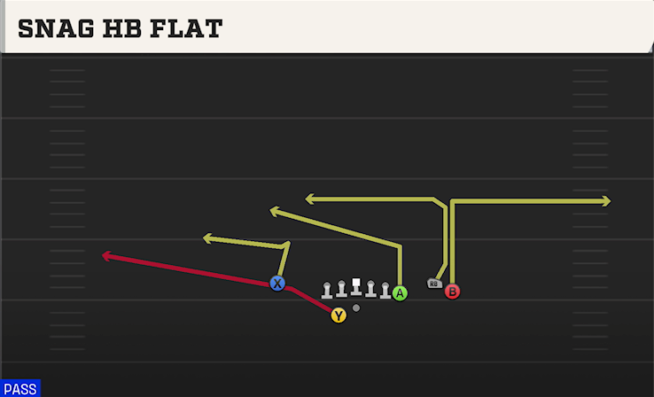 SNAG HB FLAT play diagram College Football 27