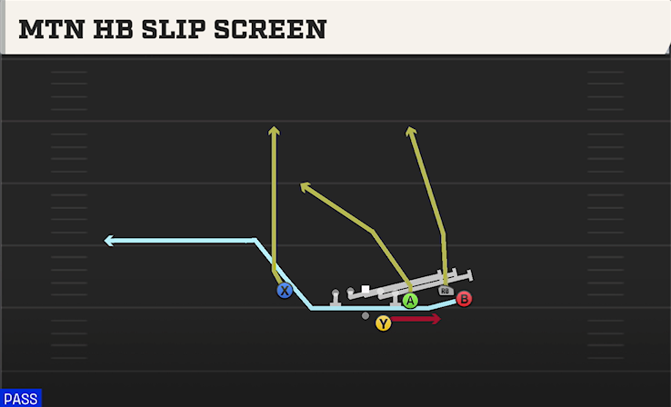 MTN HB SLIP SCREEN play diagram College Football 27