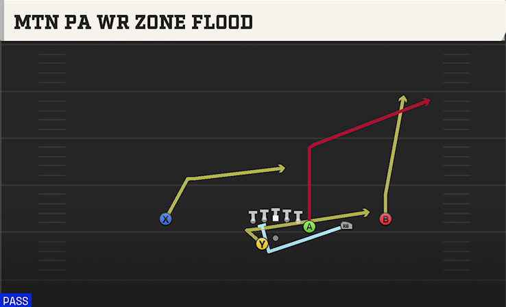 MTN PA WR ZONE FLOOD play diagram College Football 27