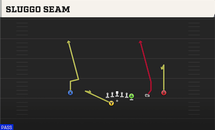 SLUGGO SEAM play diagram College Football 27