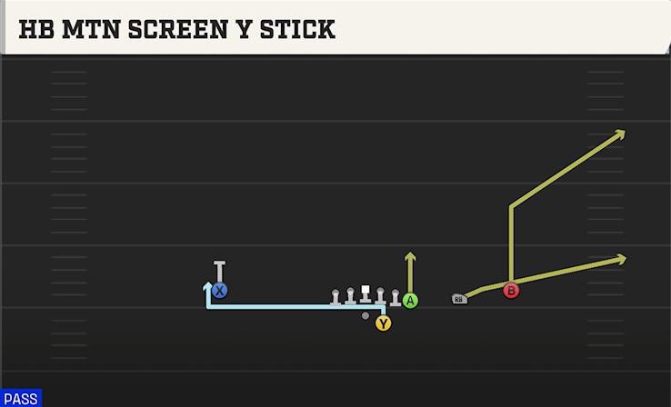 HB MTN SCREEN Y STICK play diagram College Football 27