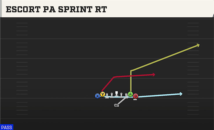 ESCORT PA SPRINT RT play diagram College Football 27