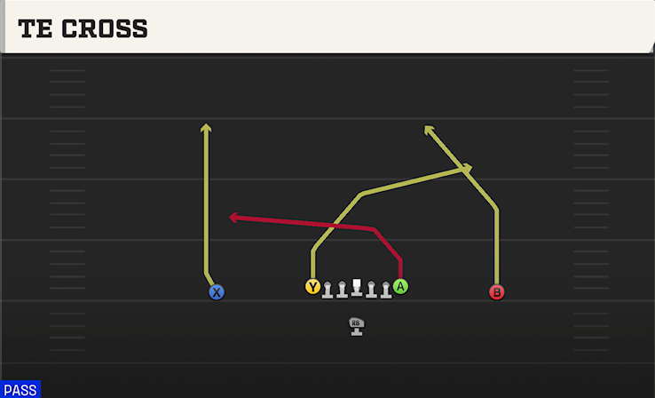 TE CROSS play diagram College Football 27