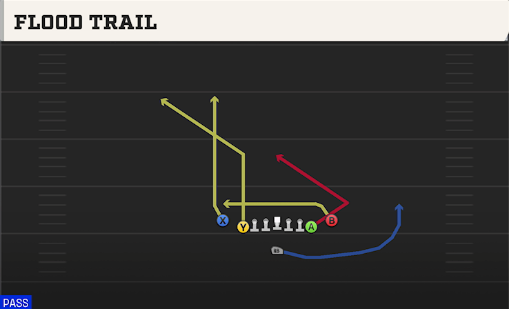 FLOOD TRAIL play diagram College Football 27