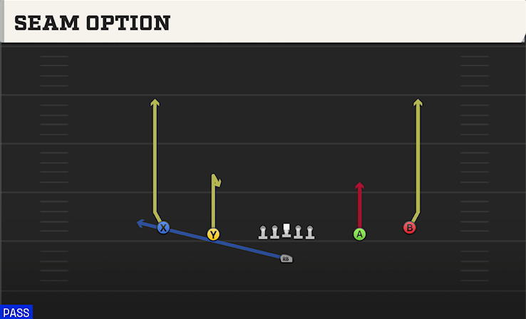 SEAM OPTION play diagram College Football 27