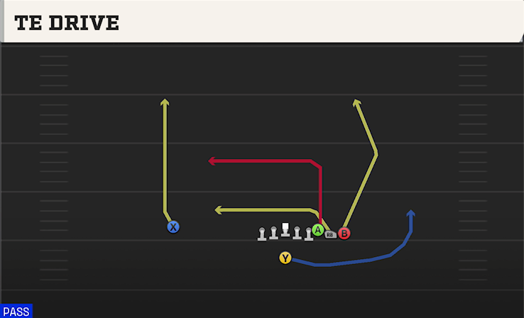 TE DRIVE play diagram College Football 27