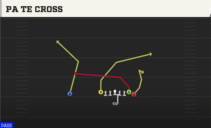 PA TE CROSS play diagram College Football 27