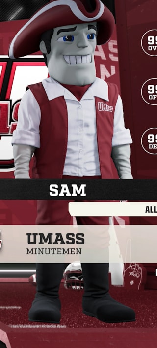 Sam, the UMASS Minutemen mascot