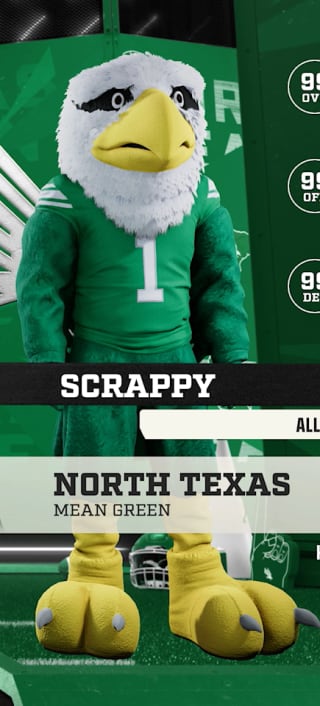 Scrappy, the North Texas Mean Green mascot