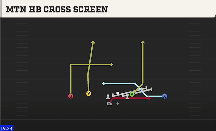 Mtn HB Cross Screen play art from Shotgun Doubles Flex WK Swap in CFB 27