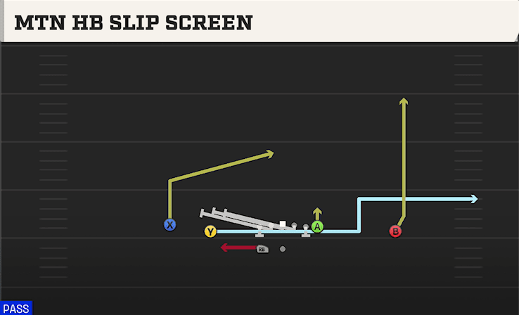 Mtn HB Slip Screen play art from Shotgun Doubles HB WK in CFB 27