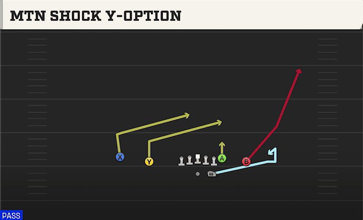 Mtn Shock Y-Option play art from Shotgun Doubles Z Close in CFB 27