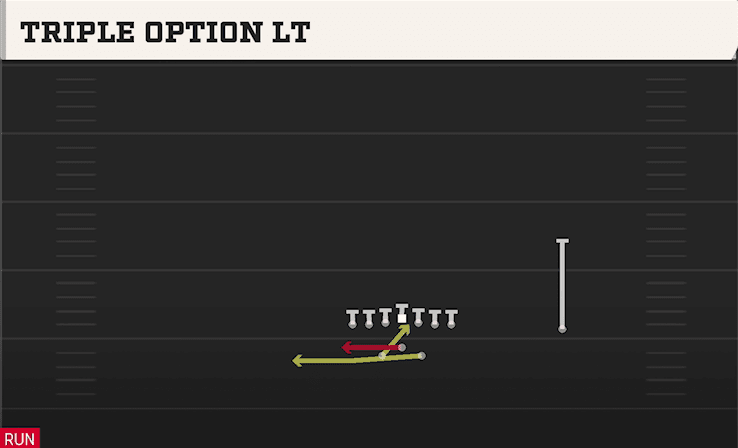 Triple Option LT play art from Shotgun Split Tight in CFB 27