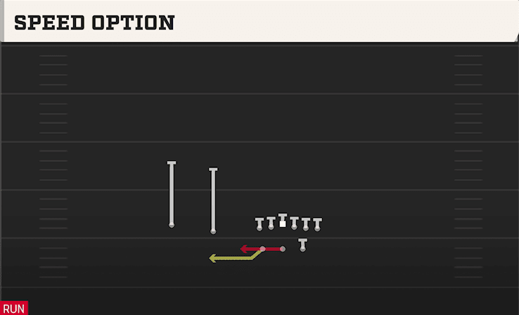 Speed Option play art from Shotgun Split Twins in CFB 27