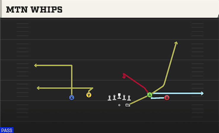 Mtn Whips play art from Shotgun Spread Dbl Flex in CFB 27