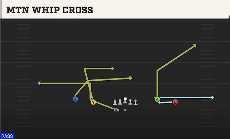 Mtn Whip Cross play art from Shotgun Spread Y-Flex WK in CFB 27