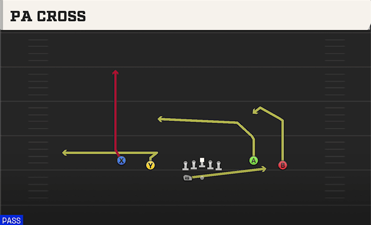 PA Cross play art from Shotgun Spread Y-Flex WK in CFB 27