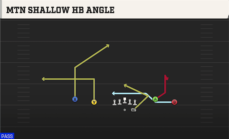 Mtn Shallow HB Angle play art from Shotgun Spread Y-Flex in CFB 27