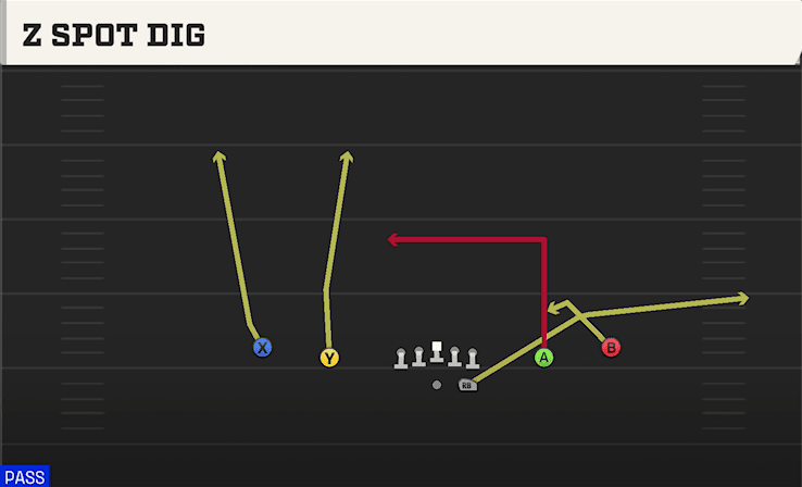 Z Spot Dig play art from Shotgun Spread Y-Slot in CFB 27