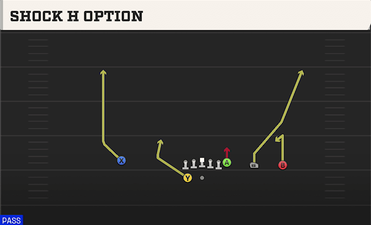 Shock H Option play art from Shotgun Y Trips WK in CFB 27