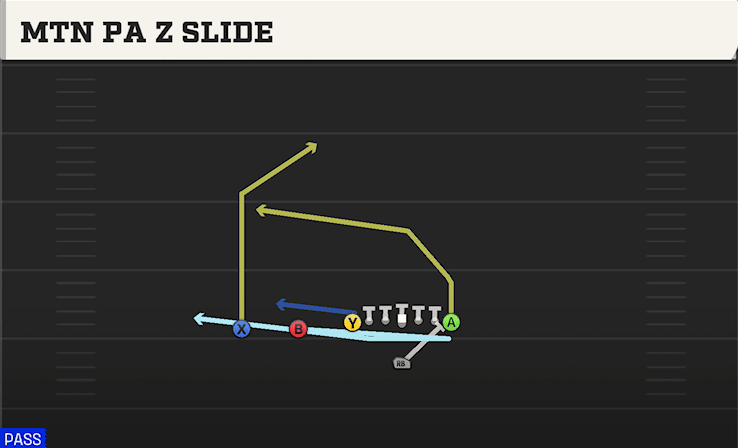 Mtn PA Z Slide play art from Singleback Ace Slot in CFB 27