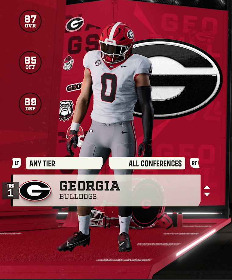 Georgia team card — Tier 1