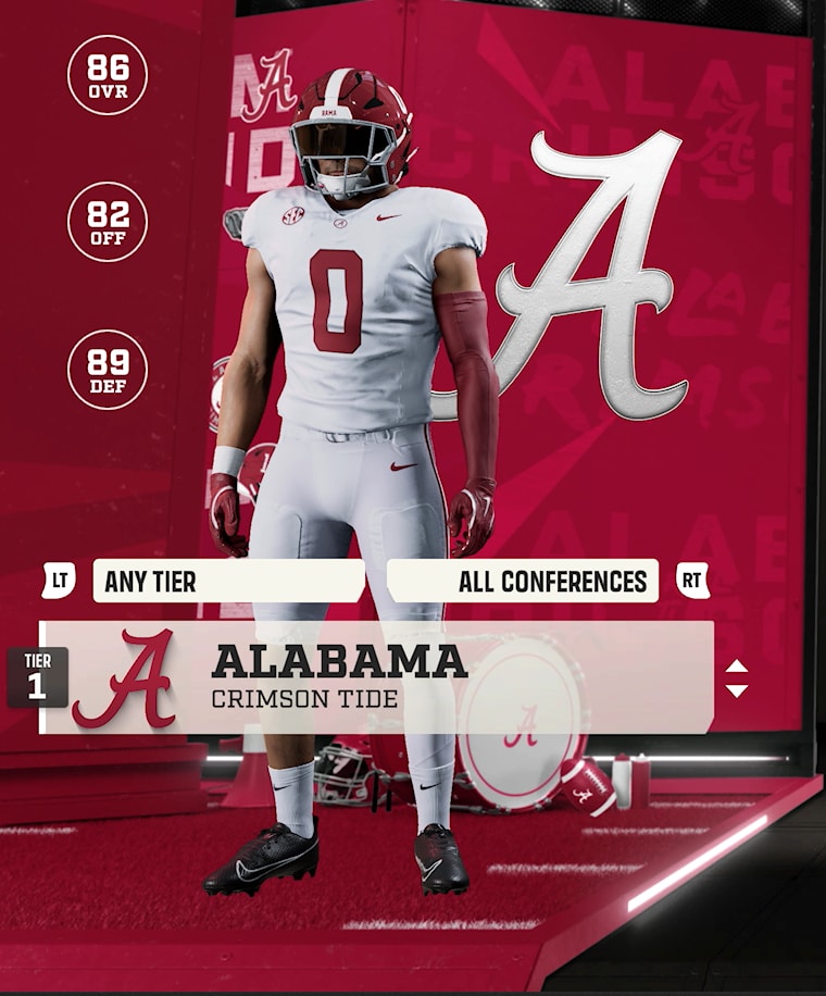 Alabama team card — Tier 1