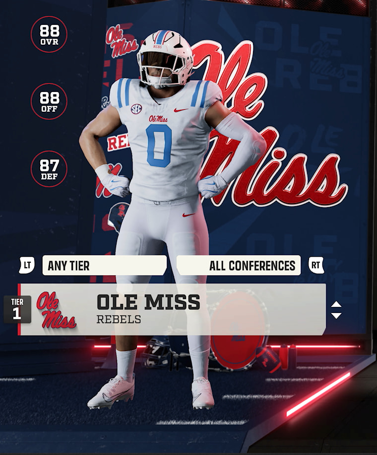 Ole Miss team card — Tier 1