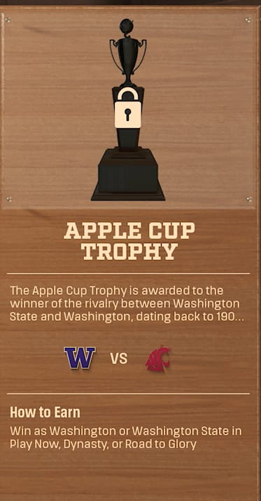 APPLE CUP TROPHY rivalry trophy card