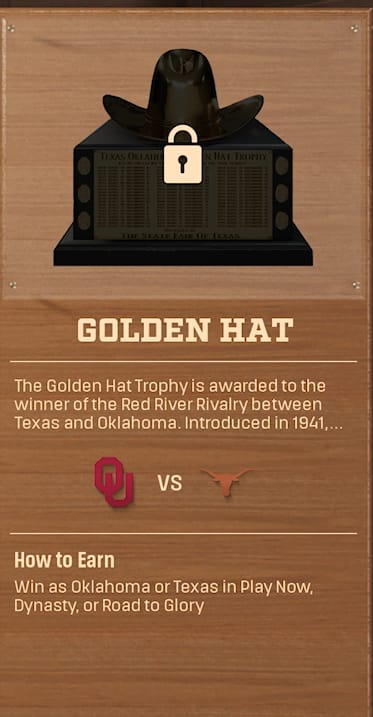 GOLDEN HAT rivalry trophy card