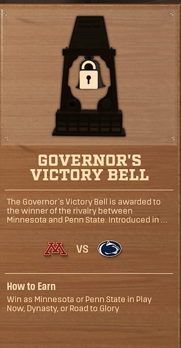 GOVERNOR'S VICTORY BELL rivalry trophy card