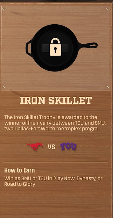 IRON SKILLET rivalry trophy card