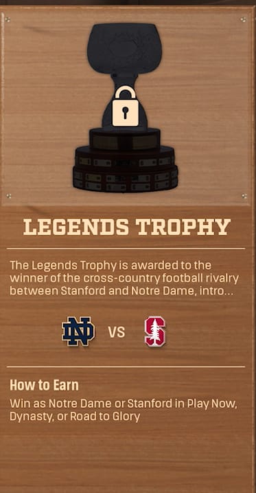 LEGENDS TROPHY rivalry trophy card