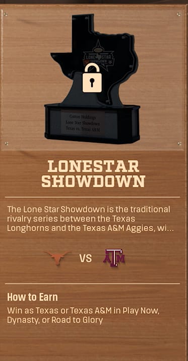 Lonestar Showdown rivalry trophy card
