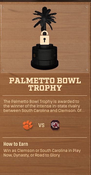 PALMETTO BOWL TROPHY rivalry trophy card