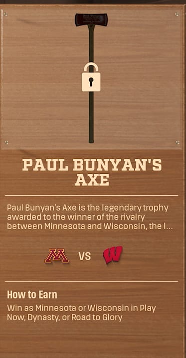 PAUL BUNYAN'S AXE rivalry trophy card