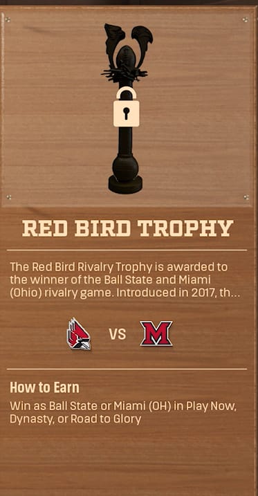 RED BIRD TROPHY rivalry trophy card