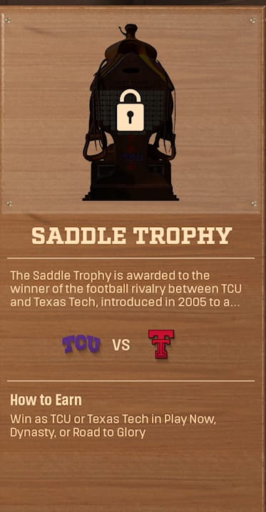 SADDLE TROPHY rivalry trophy card