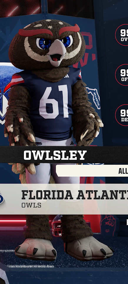 Owlsley, the Florida Atlantic Owls mascot