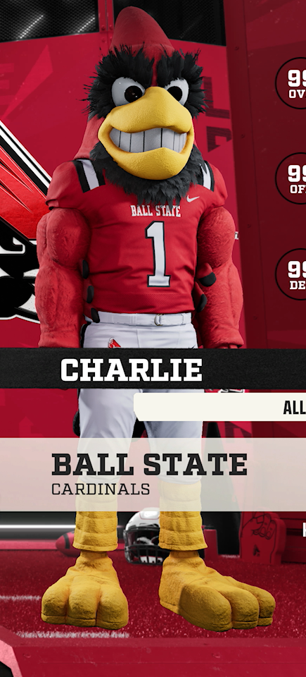 Charlie, the Ball State Cardinals mascot