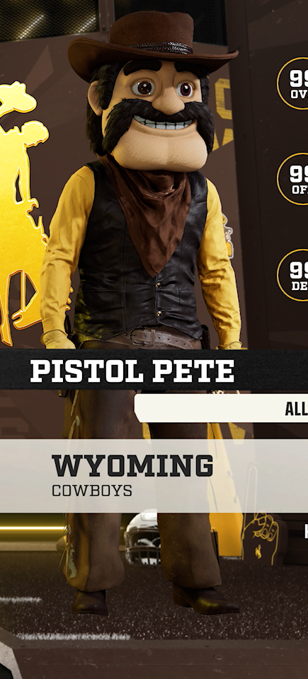Pistol Pete, the Wyoming Cowboys mascot