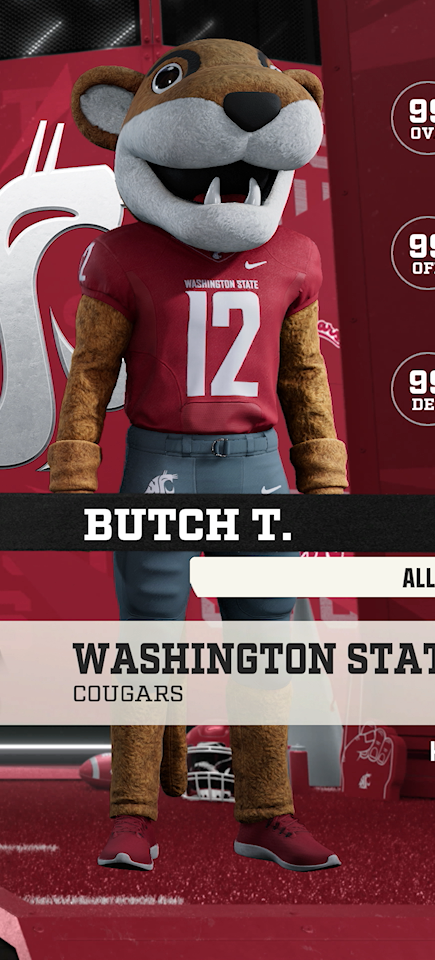 Butch T, the Washington State Cougars mascot