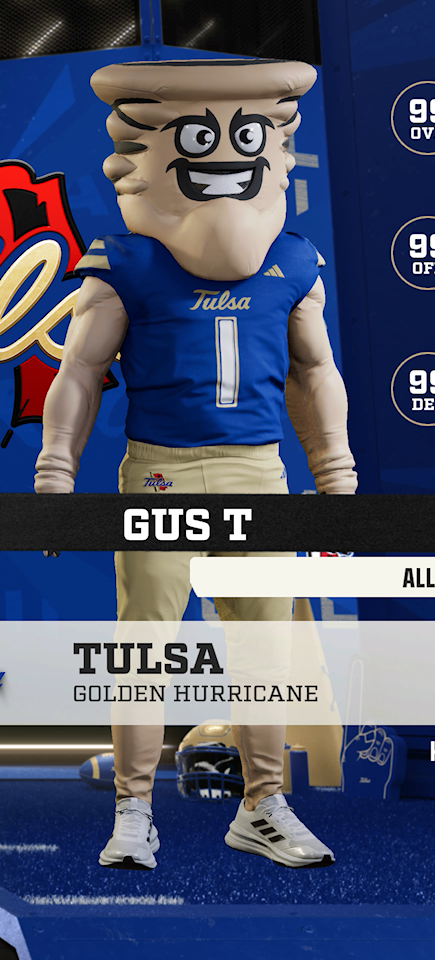 Gus T, the Tulsa Golden Hurricane mascot